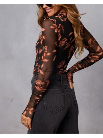 Longsleeve in Schwarz/ Braun