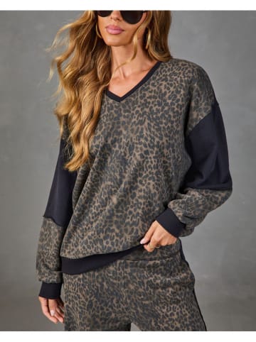 Sweatshirt zwart/lichtbruin