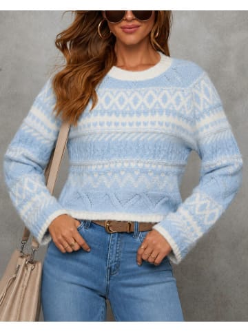 Sweter w kolorze błękitno-kremowym