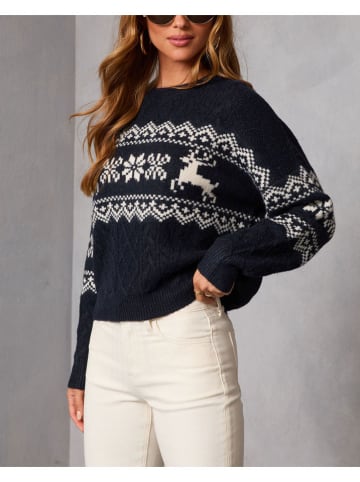 Sweter w kolorze granatowo-białym