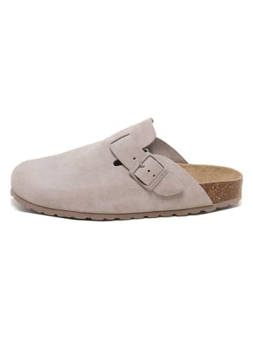 Leder-Clogs in Beige