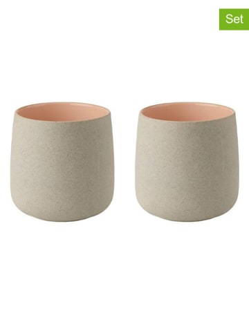 2-delige set: bekers "Emma" beige/lichtroze - 220 ml