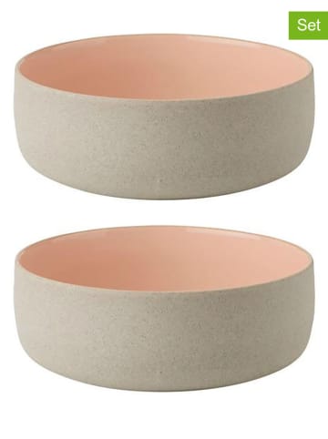 Miski (2 szt.) "Emma" w kolorze beżowo-jasnoróżowym - Ø 13,5 cm