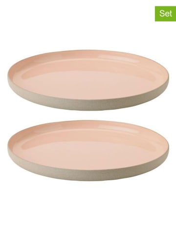 2-delige set: dinerborden "Emma" beige/lichtroze - Ø 24 cm