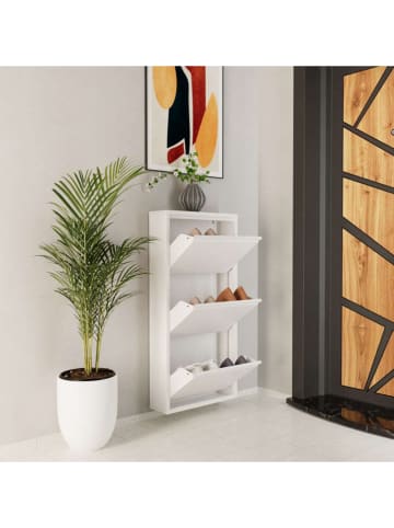 Regał w kolorze białym na buty - 50 x 103 x 15 cm