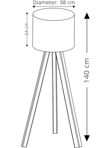 Standleuchte "Ayd" in Natur/ Weiß - (H)140 cm