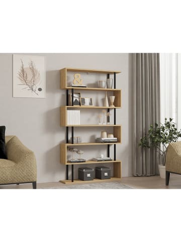Bücherregal "Hector" in Hellbraun/ Schwarz - (B)90 x (H)162,6 x (T)22 cm