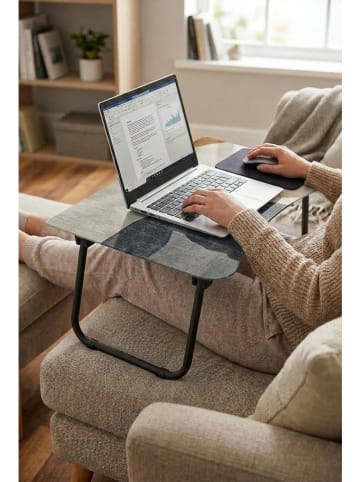 Stolik w kolorze kremowo-czarnym pod laptopa - 60 x 27 x 40 cm