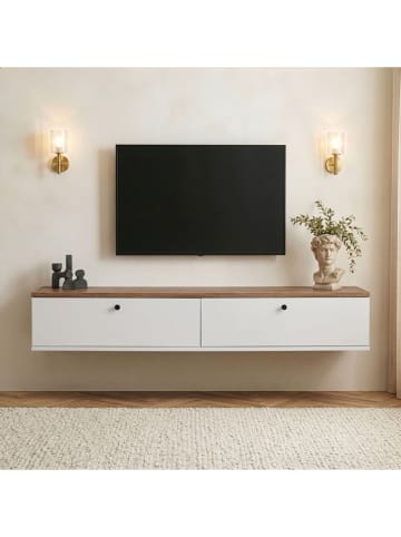 TV-Regal "Ligne 160" in Hellbraun/ Weiß - (B)160 x (H)25 x (T)25 cm