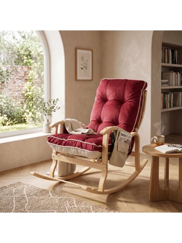 Schaukelstuhl "Mosso" in Rot/ Creme - (B)56 x (H)103 x (T)115 cm