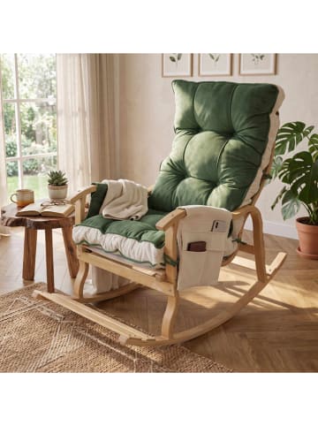 Schaukelstuhl "Mosso" in Grün/ Creme - (B)56 x (H)103 x (T)115 cm