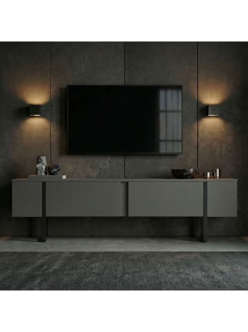 Szafka RTV "Onera" w kolorze antracytowo-czarnym - 180 x 50 x 30 cm