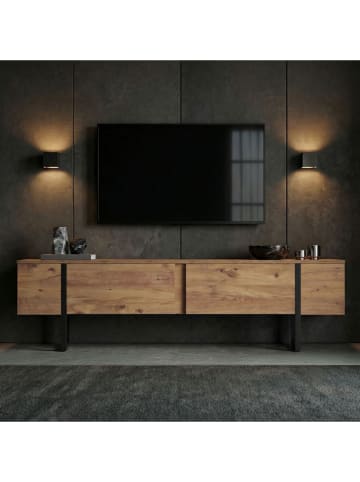 TV-meubel "Onera" lichtbruin/zwart - (B)180 x (H)50 x (D)30 cm