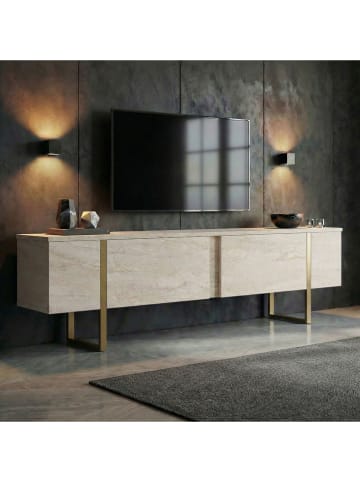 TV-Regal "Onera" in Beige/ Gold - (B)180 x (H)50 x (T)30 cm