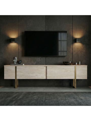 TV-Regal "Onera" in Beige/ Gold - (B)180 x (H)50 x (T)30 cm