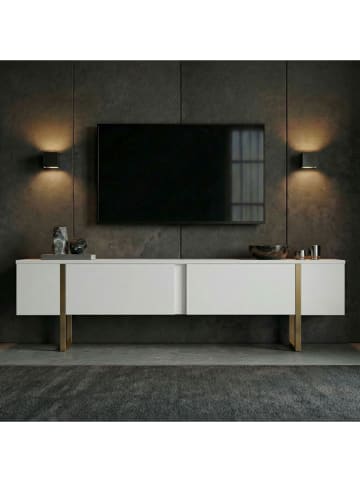 TV-Regal "Onera" in Weiß/ Gold - (B)180 x (H)50 x (T)30 cm