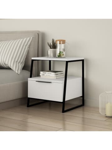 Nachttisch "Pal" in Weiß - (B)45 x (H)50 x (T)40 cm