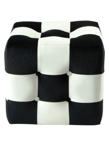 Poef zwart/wit - (B)42 x (H)42 x (D)42 cm