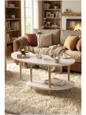 Couchtisch in Weiß/ Beige - (B)100 x (H)43 x (T)48 cm