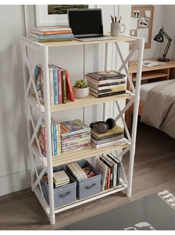 Standregal in Weiß/ Beige - (B)54 x (H)105 x (T)37 cm