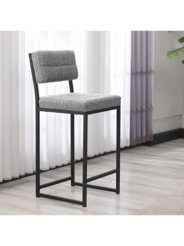 Hocker barowy "Retro" w kolorze szaro-czarnym - 40 x 98 x 40 cm