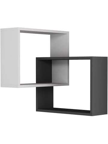Regał narożny "Ring" w kolorze antracytowo-białym - 60 x 68 x 68 cm