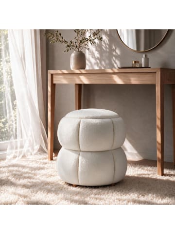 Pouf "Softura" in Weiß - (H)46 x Ø 45 cm