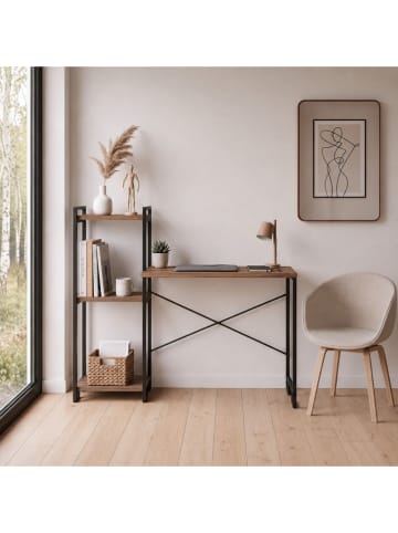 Schreibtisch "Velora" in Beige/ Schwarz - (B)125 x (H)108 x (T)45 cm