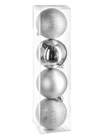 Bombki (4 szt.) w kolorze srebrnym - Ø 8 cm