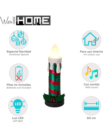 Figurka dekoracyjna LED w kolorze zielono-czerwonym - wys. 60 cm