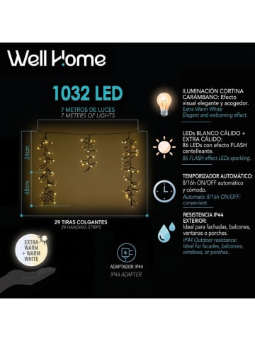 Łańcuch świetlny LED w kolorze ciepłej bieli - dł. 700 cm