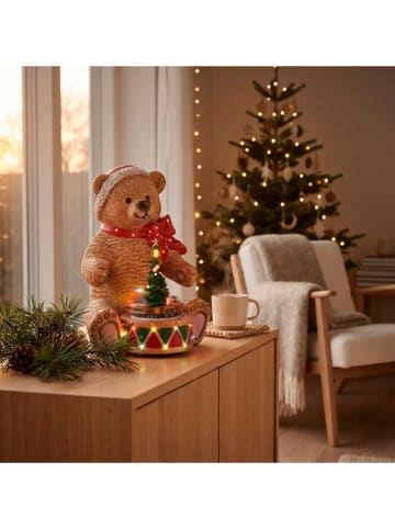 Lampa dekoracyjna LED w kolorze jasnobrązowym ze wzorem - wys. 25 cm