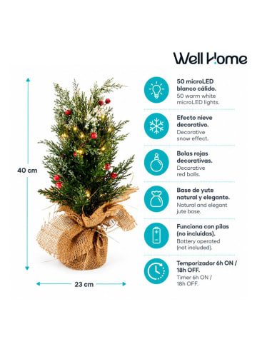 Sztuczna choinka LED w kolorze zielono-czerwonym - 23 x 40 cm