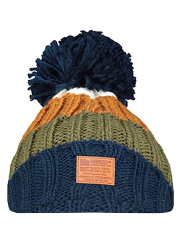 Mütze in Dunkelblau/ Khaki/ Orange
