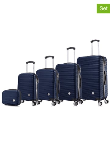 5tlg. Hardcase-Trolleyset "Solomun" in Dunkelblau