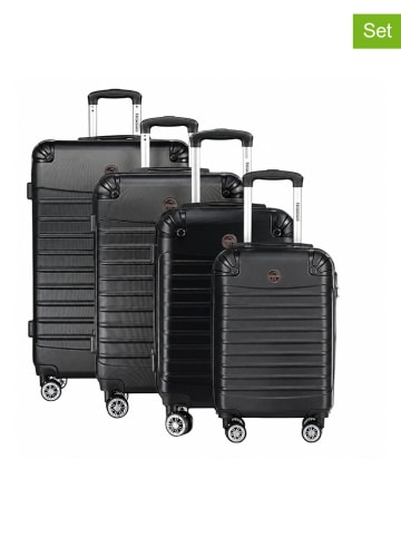 4tlg. Hardcase-Trolleyset "Shock" in Schwarz