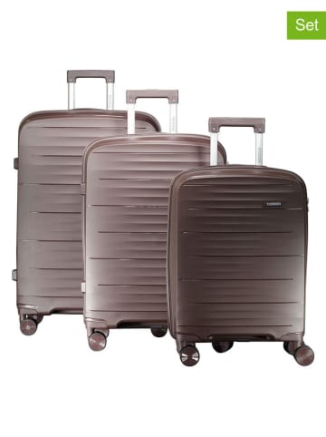 3tlg. Hardcase-Trolleyset "Sillo" in Braun