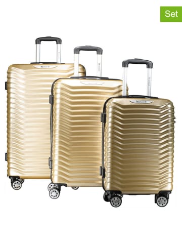 3tlg. Hardcase-Trolleyset "Sopearl" in Gold