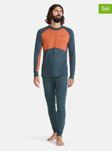 2-delige set: thermo-ondergoed "Core Wool Mix" groen/oranje