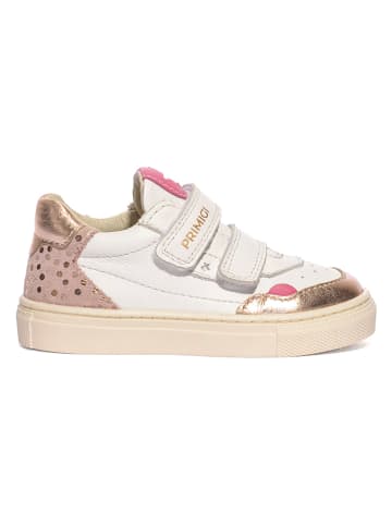 Leder-Sneakers in Weiß/ Rosa