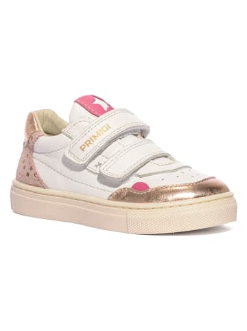 Leder-Sneakers in Weiß/ Rosa