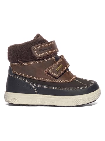 Leder-Boots in Braun/ Dunkelblau