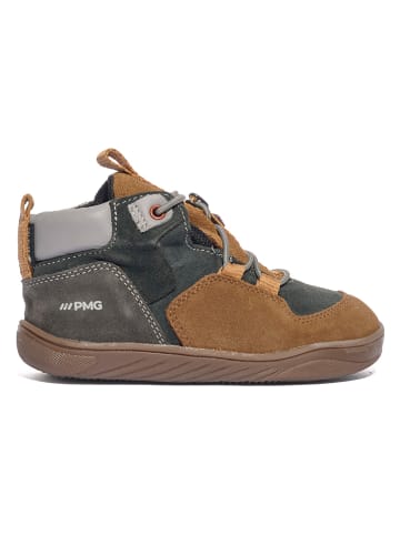Leder-Sneakers in Hellbraun/ Grau