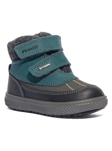 Leder-Boots in Türkis/ Grau