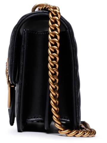 Leder-Umhängetasche in Schwarz - (B)21 x (H)12 x (T)6 cm