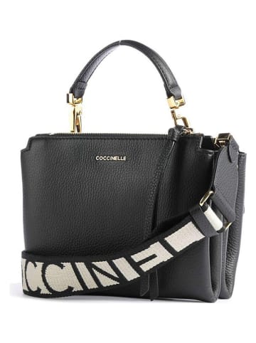 Leder-Henkeltasche in Schwarz - (B)19 x (H)15 x (T)8 cm