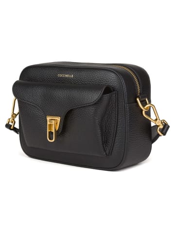 Leder-Umhängetasche in Schwarz - (L)21 x (B)15 x (H)7 cm