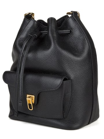 Leder-Henkeltasche in Schwarz - (L)25 x (B)35 x (H)19 cm