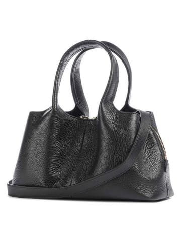 Leder-Henkeltasche in Schwarz - (B)26 x (H)16 x (T)12 cm