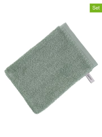 6er-Set: Waschhandschuhe ''Modern Solid'' in Grün
